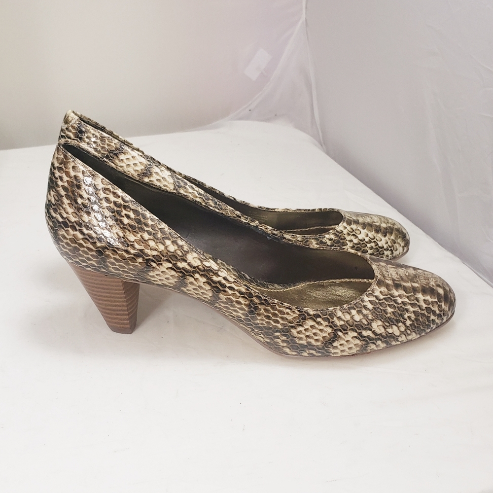 Michelle D Snakeskin Print Leather Heels